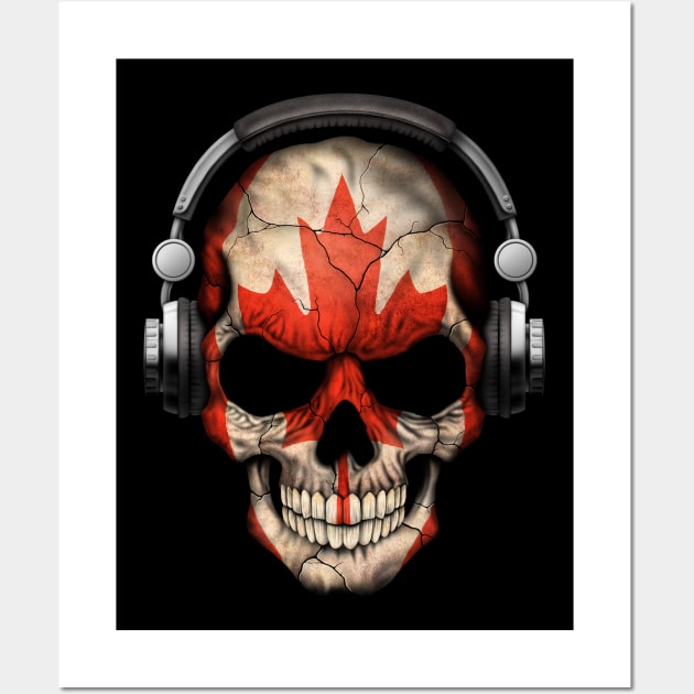 Dark Skull Deejay with Canadian Flag Wall Art by jeffbartels